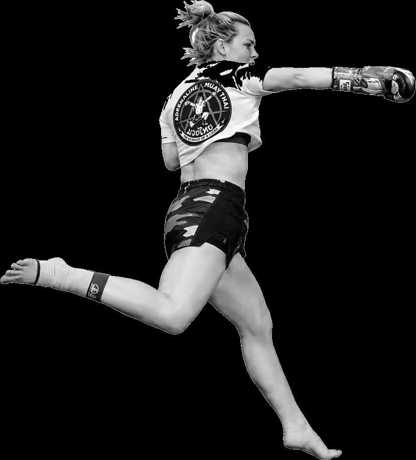 AMT fighter mid flying punch — multi-exposure